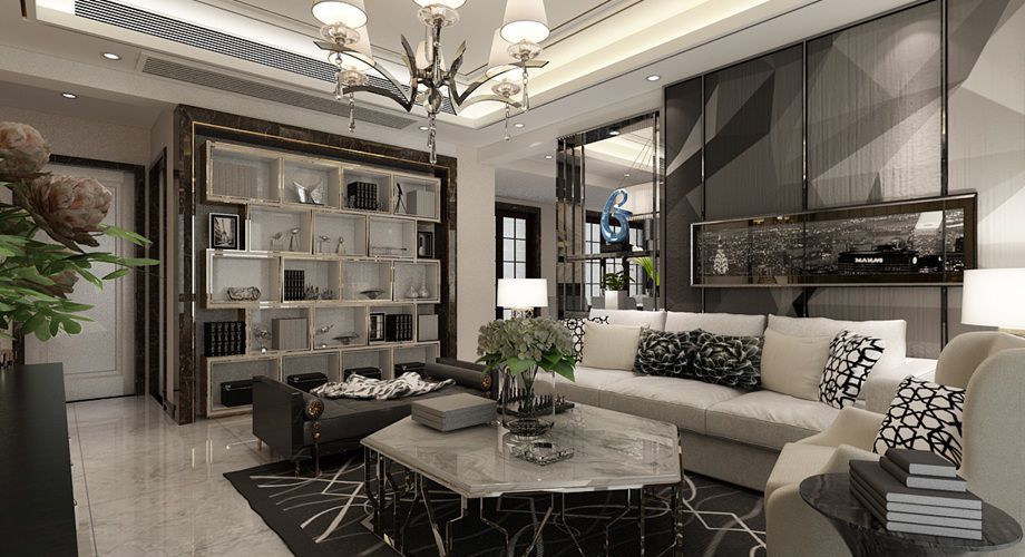 咸阳装潢公司之保利拉菲140㎡（黑白后现代)案例欣赏