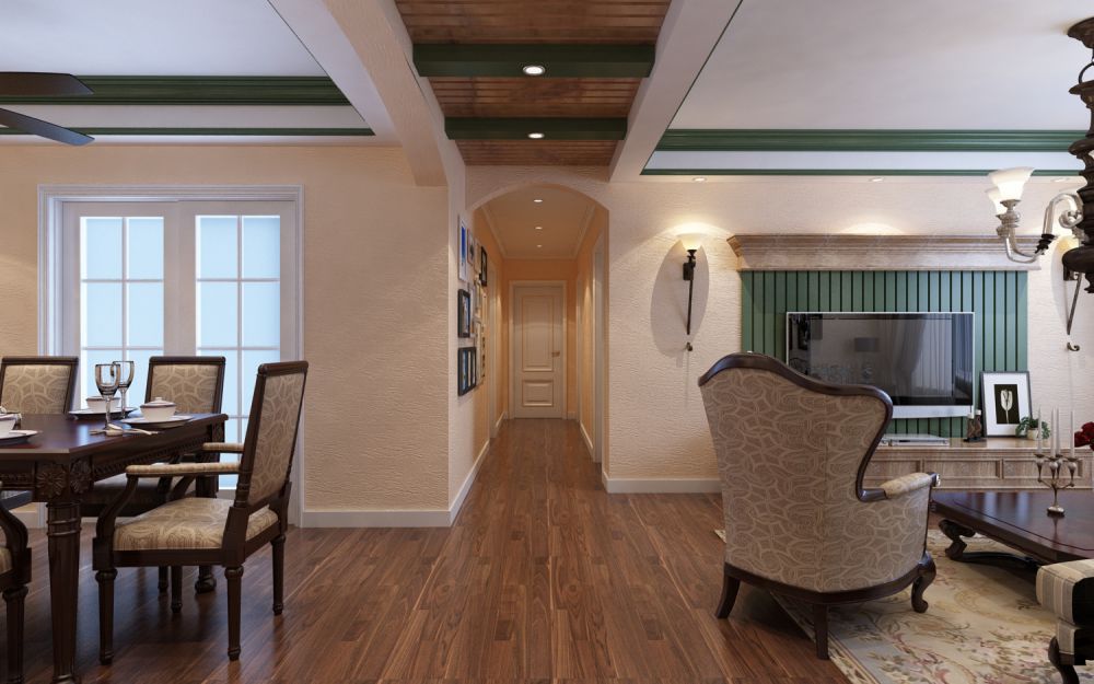 咸阳装潢公司城市风景121㎡美式田园风格