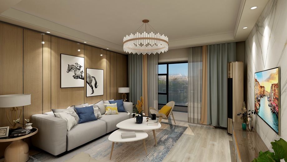 咸阳装修案例蓝光公园华府120-北欧原木风格