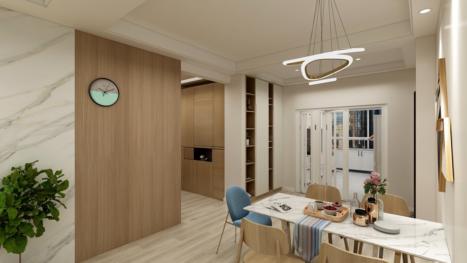 咸阳装修案例蓝光公园华府120-北欧原木风格