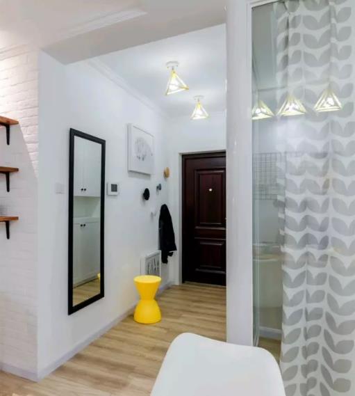 93平北欧风格装修设计，洗衣机+收纳柜统统放阳台！