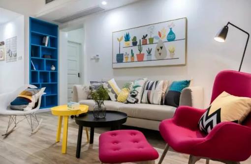 93平北欧风格装修设计，洗衣机+收纳柜统统放阳台！