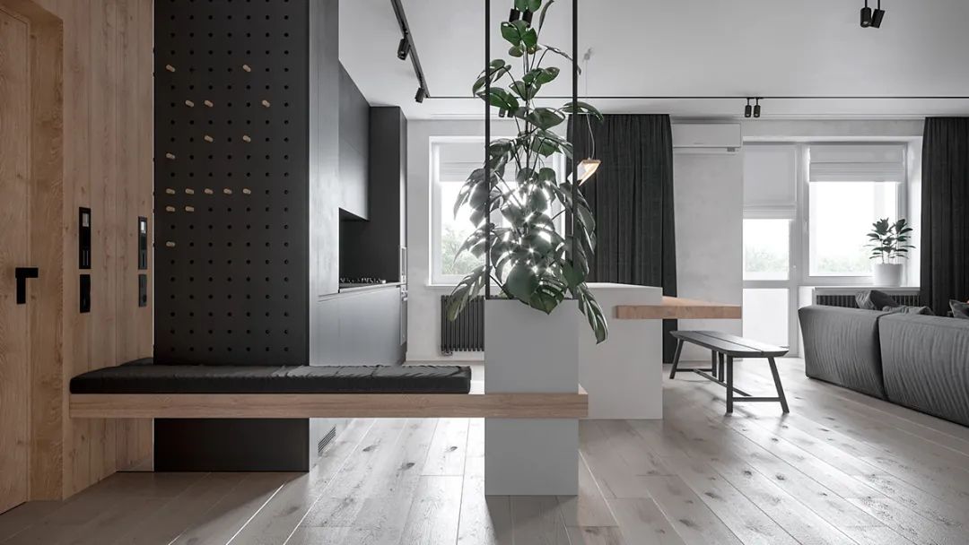 黑白灰色调的三室一厅，这样设计太有格调了！