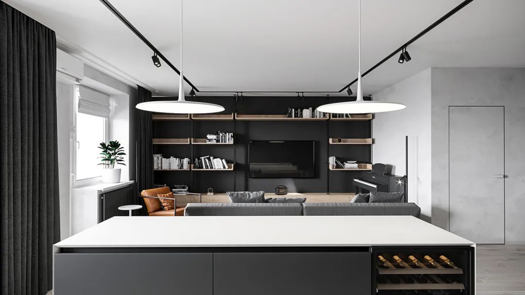 黑白灰色调的三室一厅，这样设计太有格调了！