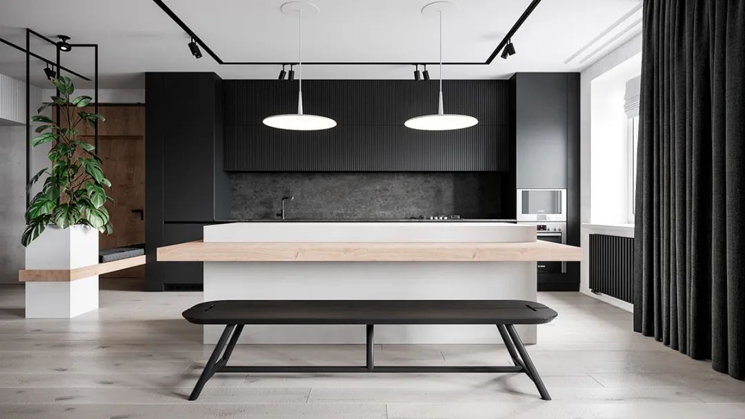 黑白灰色调的三室一厅，这样设计太有格调了！