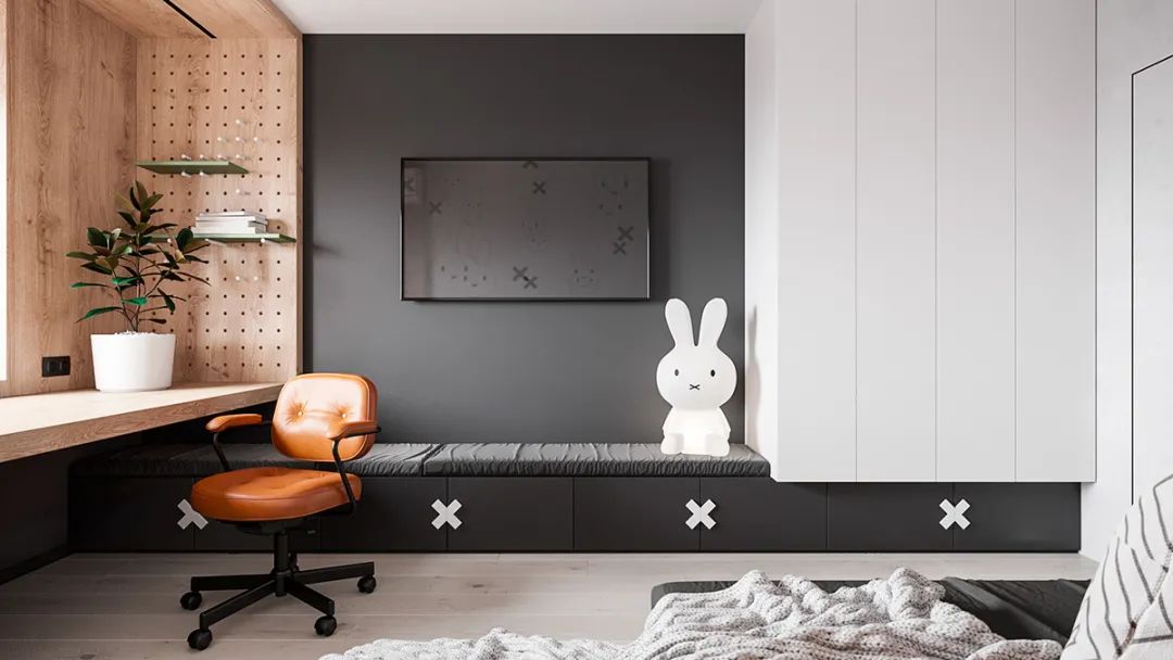 黑白灰色调的三室一厅，这样设计太有格调了！