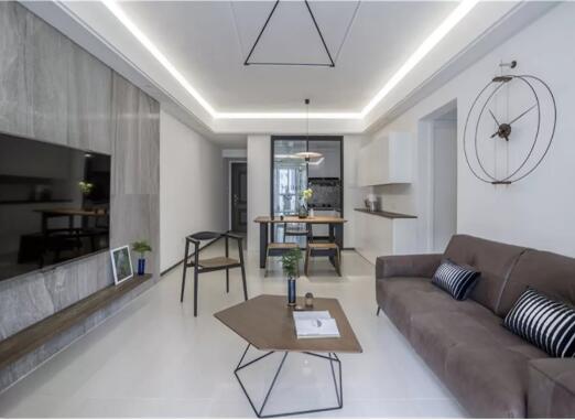 102㎡现代简约风格装修效果图，电视墙超大气！