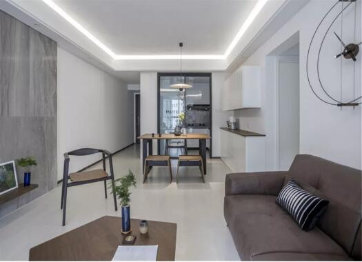 102㎡现代简约风格装修效果图，电视墙超大气！