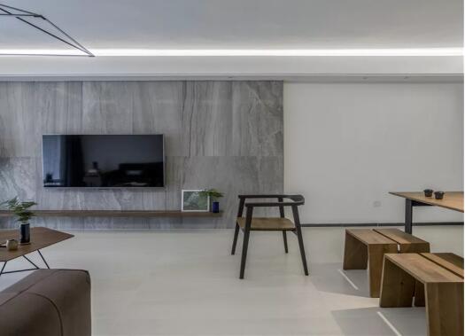 102㎡现代简约风格装修效果图，电视墙超大气！