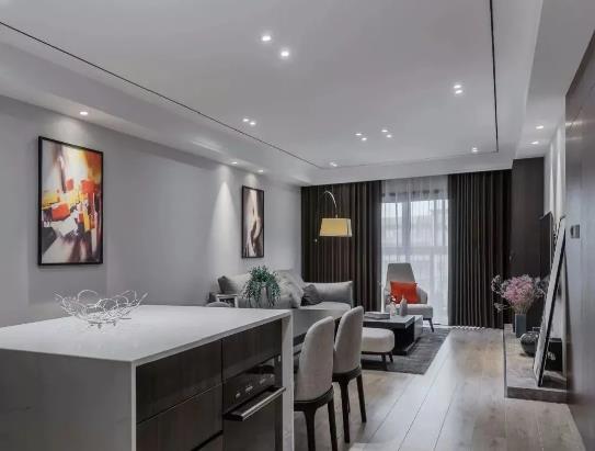 123平黑白灰现代简约风格，打通次卧设计衣帽间和书房，太棒了