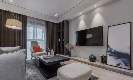 123平黑白灰现代简约风格，打通次卧设计衣帽间和书房，太棒了