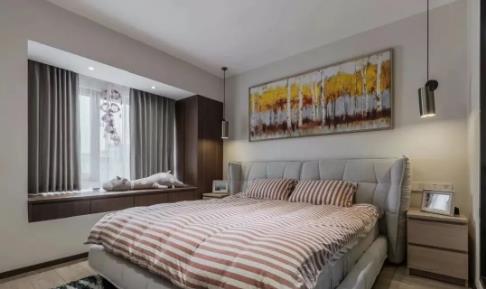 123平黑白灰现代简约风格，打通次卧设计衣帽间和书房，太棒了