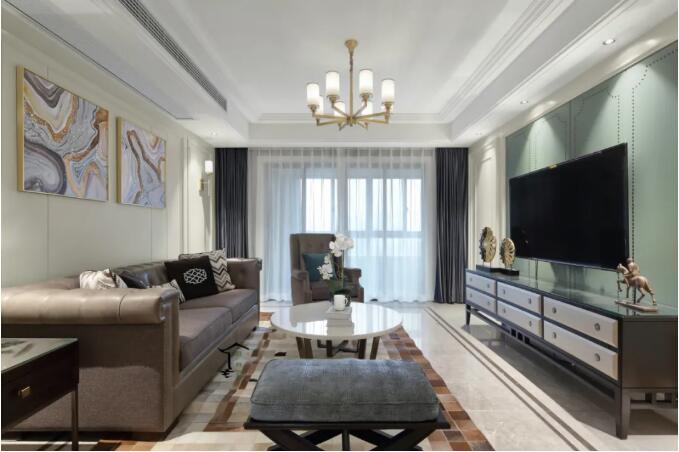 以现代美式风格的空间，布置轻奢质感的细节装饰