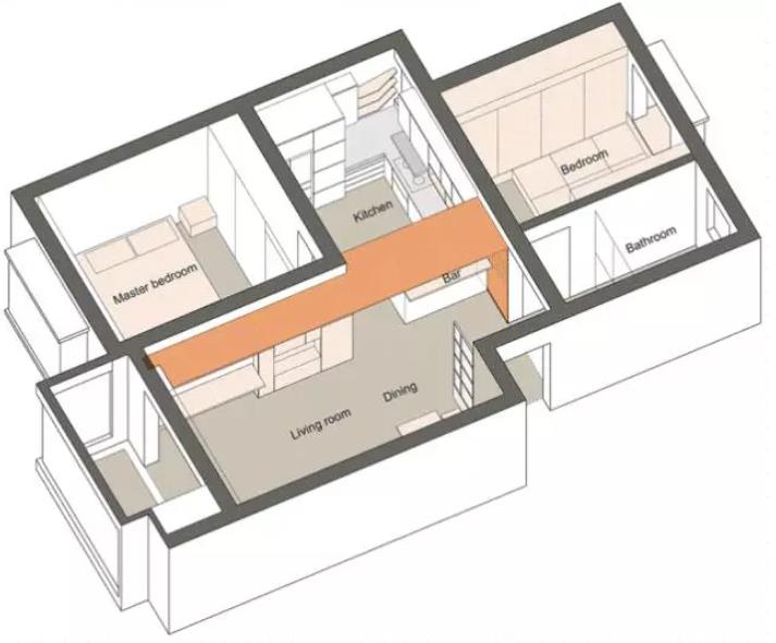 74平的原木风小户型二居室，喜欢这种简洁的设计
