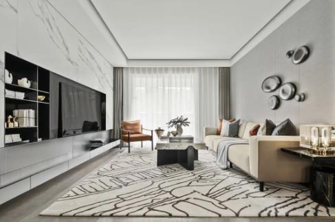 110平现代轻奢风格装修,嵌入式大理石背景墙 110平现代轻奢风格装修,嵌入式大理石背景墙