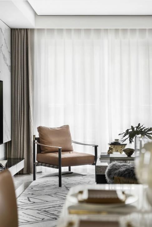 110平现代轻奢风格装修，嵌入式大理石背景墙