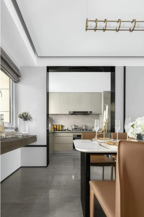 110平现代轻奢风格装修，嵌入式大理石背景墙