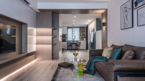 116平简约现代大户型，电视墙定制柜子，设计感十足！