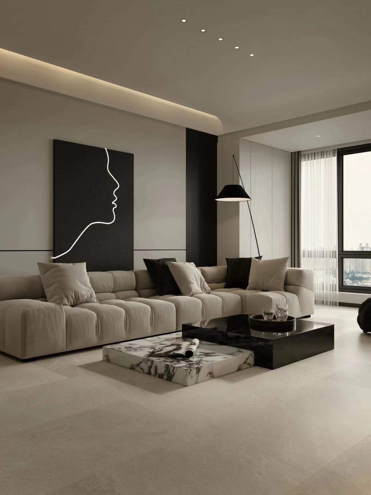 咸阳装修案例东鹏公园印171平—意式极简风格