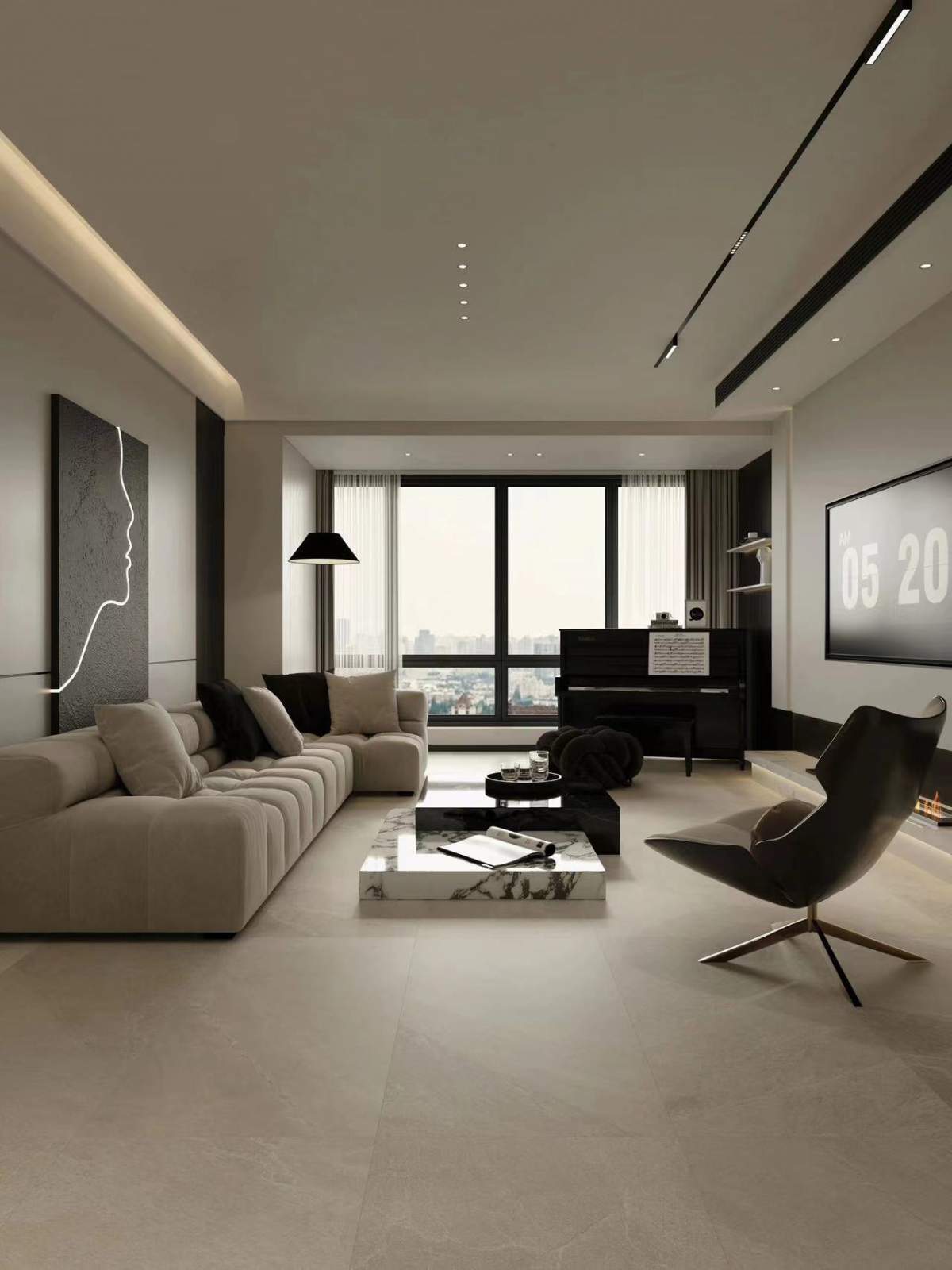 咸阳装修案例东鹏公园印171平—意式极简风格