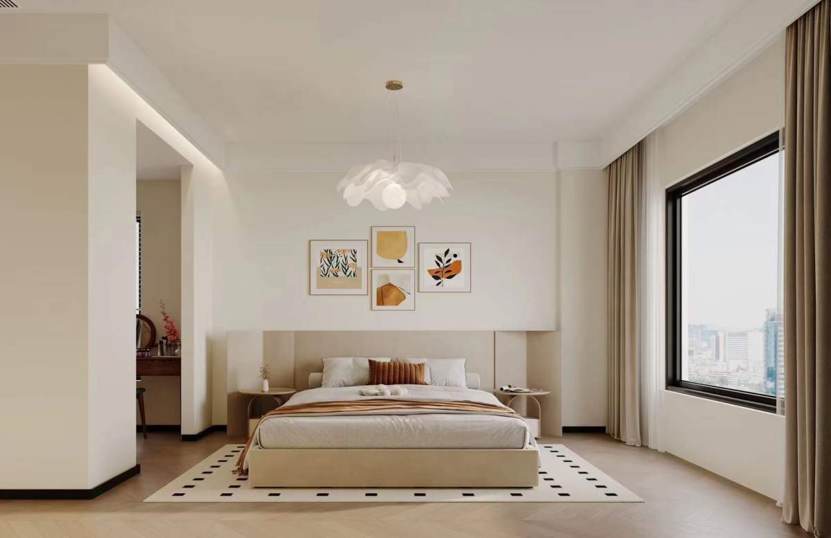 咸阳装修案例中央首府138m²—原木奶油风