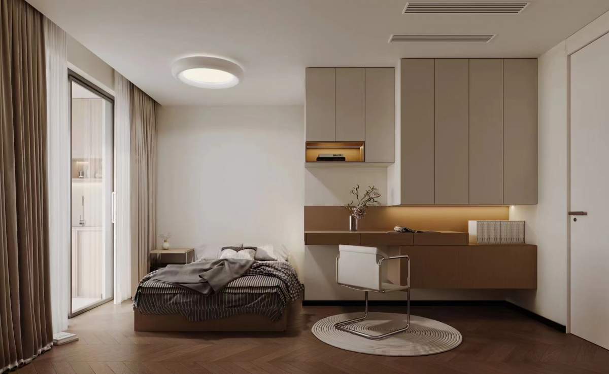 咸阳装修案例中央首府138m²—原木奶油风