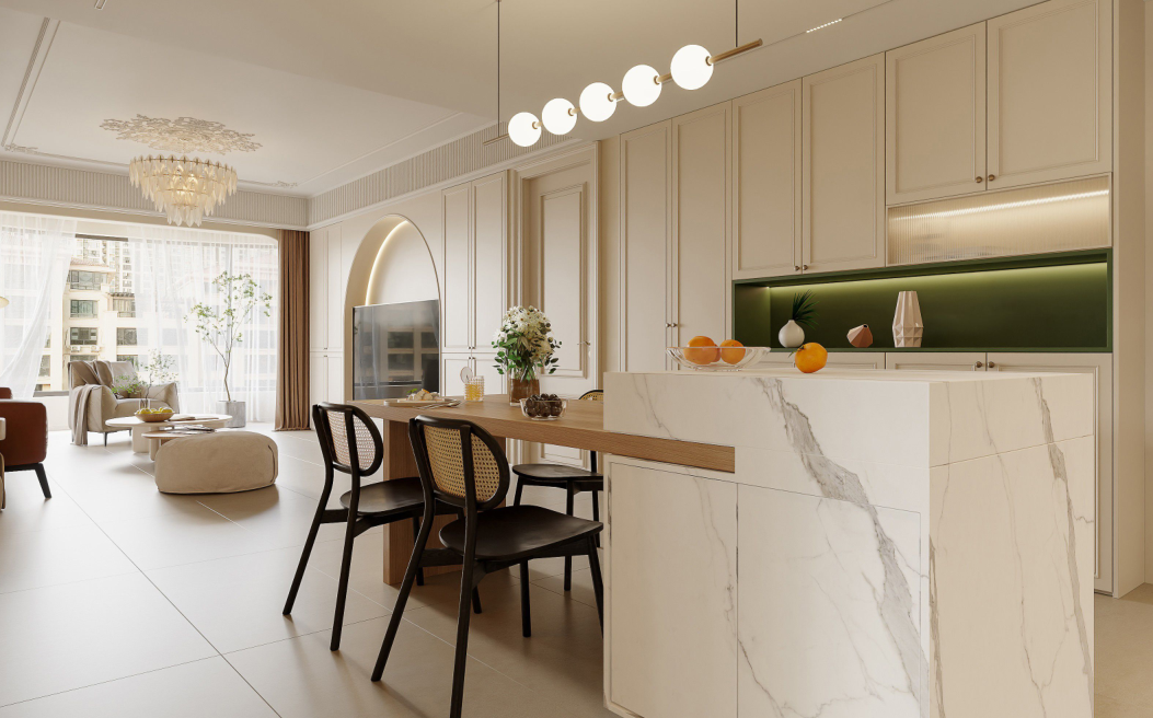 咸阳装修案例中央首府175m²—法式奶油风格