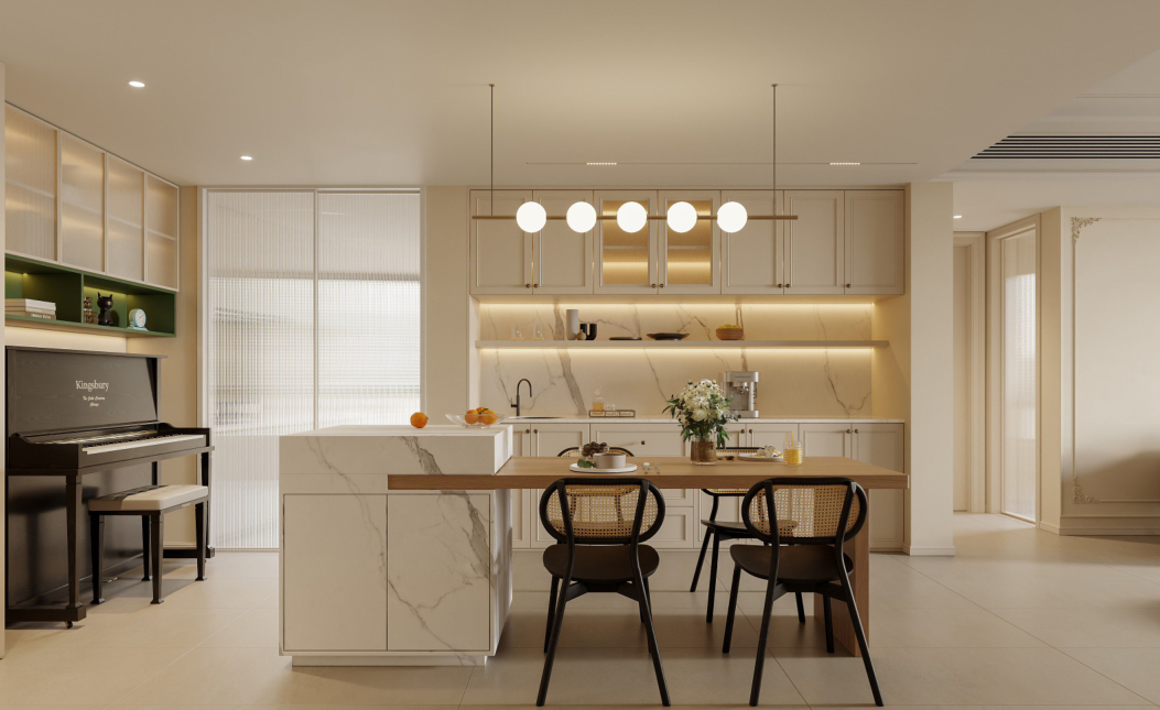 咸阳装修案例中央首府175m²—法式奶油风格